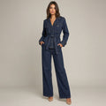 Denim-Zweiteiler Leyla, Jacke mit Gürtel und weite Jeans