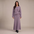 Strick-Zweiteiler Selin, Pullover mit Knopfmanschette und langer Rock