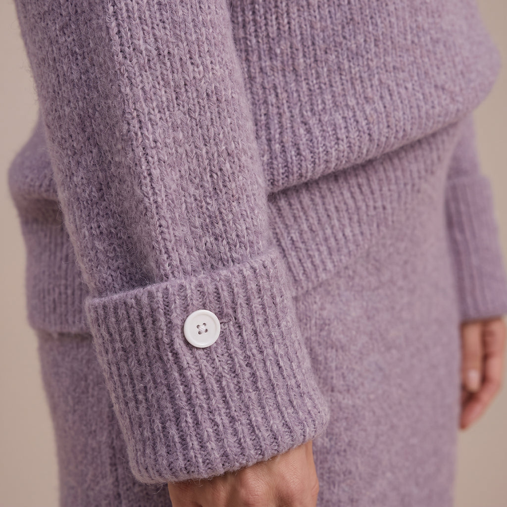 Strick-Zweiteiler Selin, Pullover mit Knopfmanschette und langer Rock