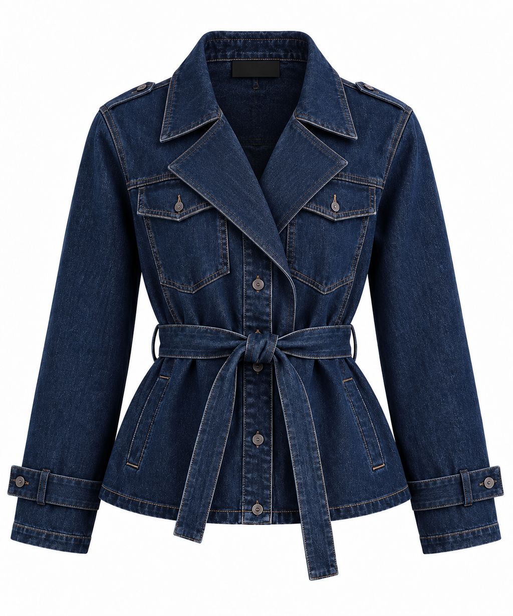 Denim-Jacke Leyla mit Gürtel, kurz geschnitten