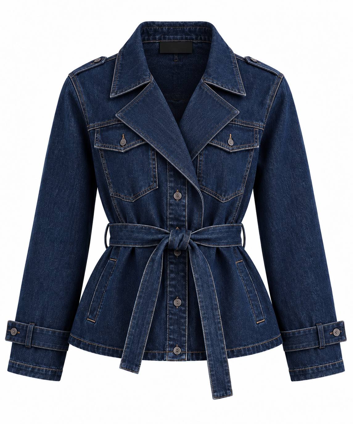 Denim-Jacke Leyla mit Gürtel, kurz geschnitten
