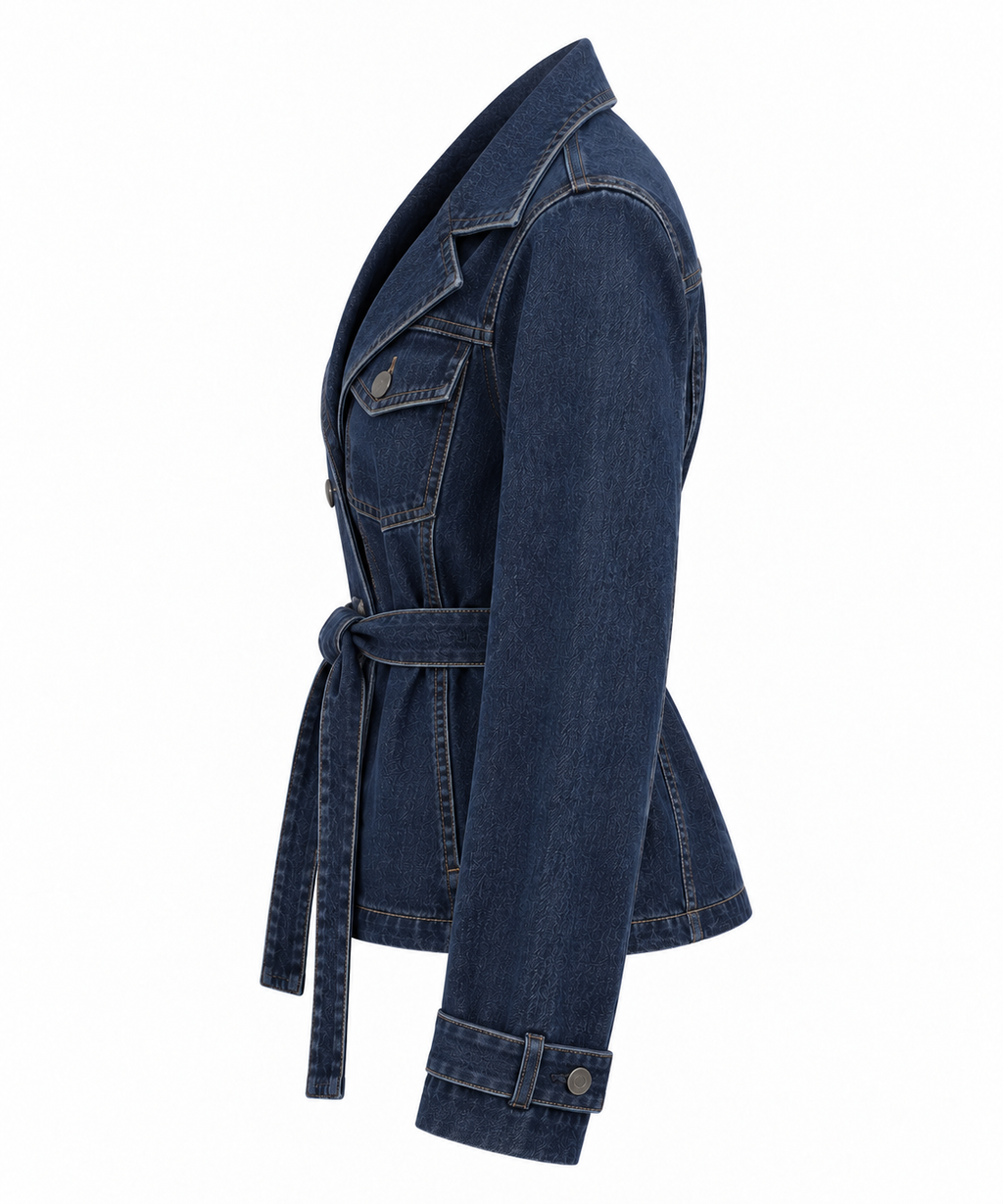 Denim-Jacke Leyla mit Gürtel, kurz geschnitten